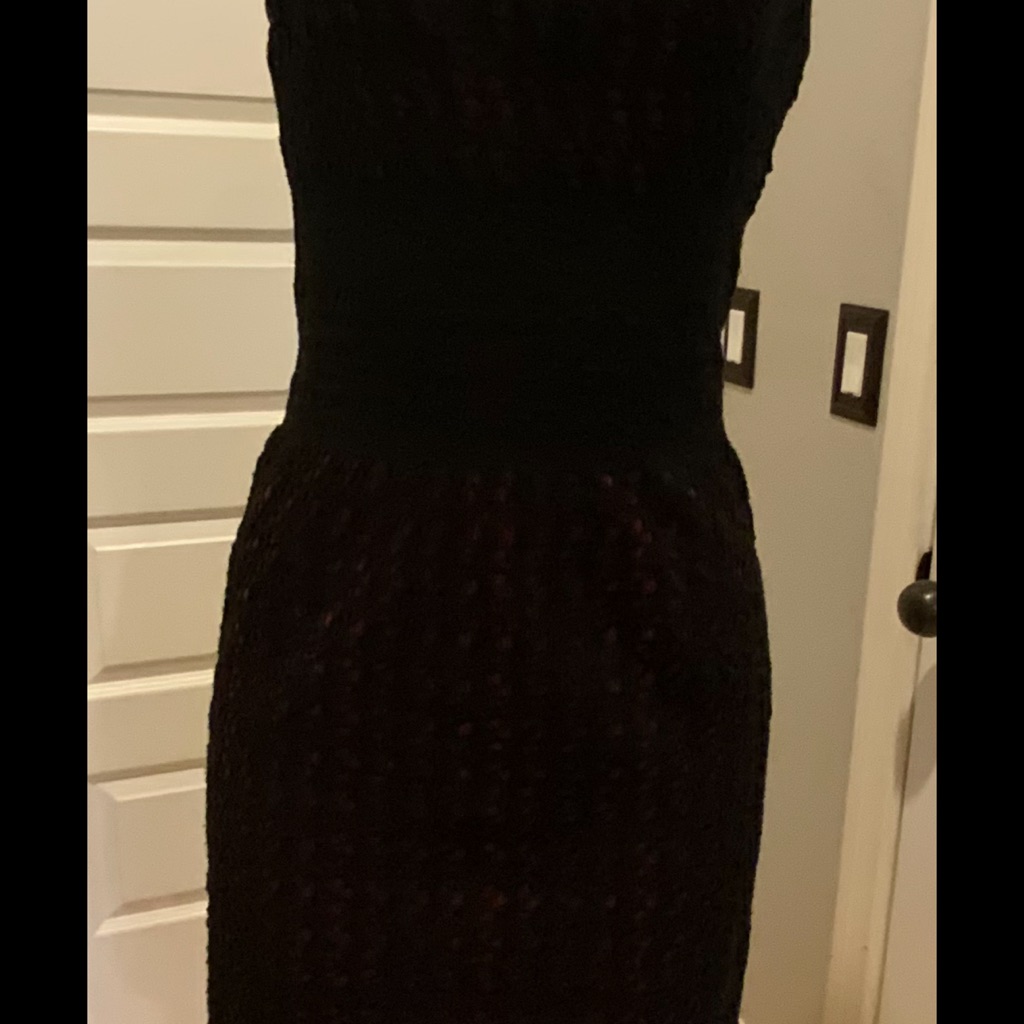 Alaia Black Knit Dress Red Underlay Sz 40